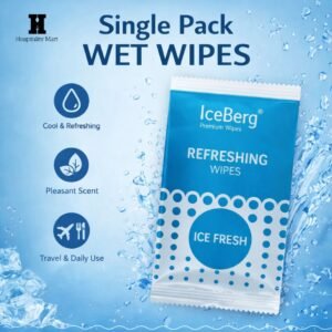 IceBerg Ice Fresh Single Pack Wet Wipes | Refreshing & Hygienic | Pack of 100 Sachets | Perfect for Guest | Hotels | Refreshing Wipes | IceBerg Premium Wipes